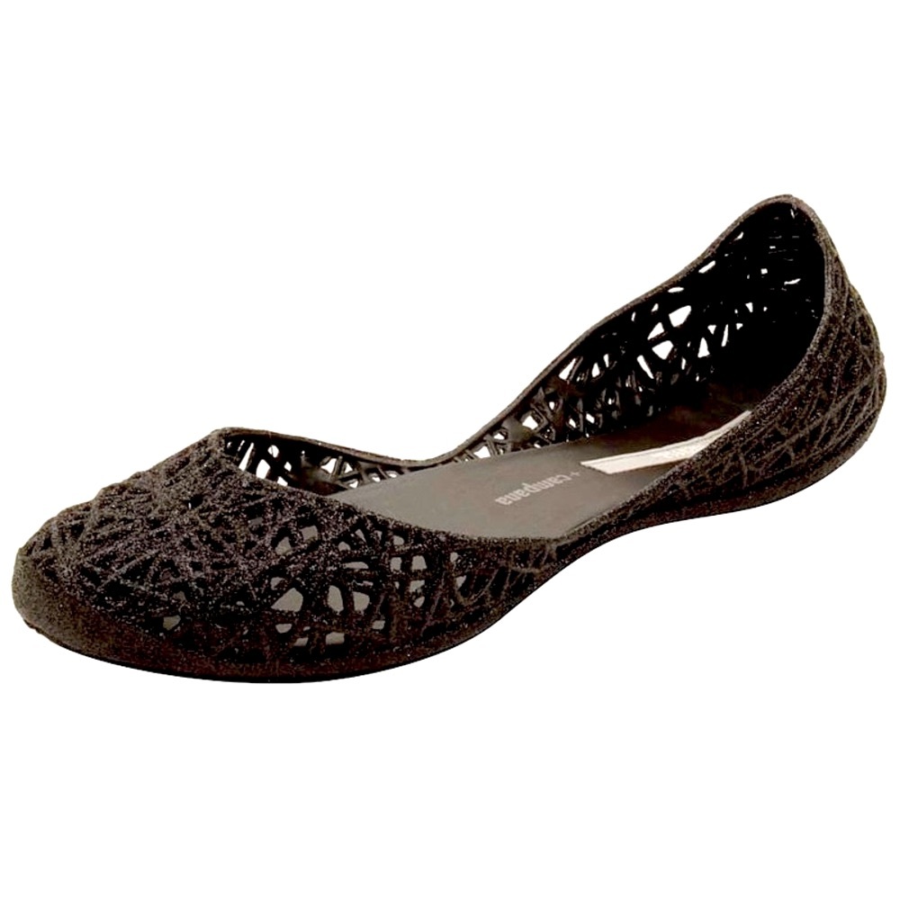 NEW!! Melissa + Campana Zig Zag Black Glitter Flats Sandals Size 5